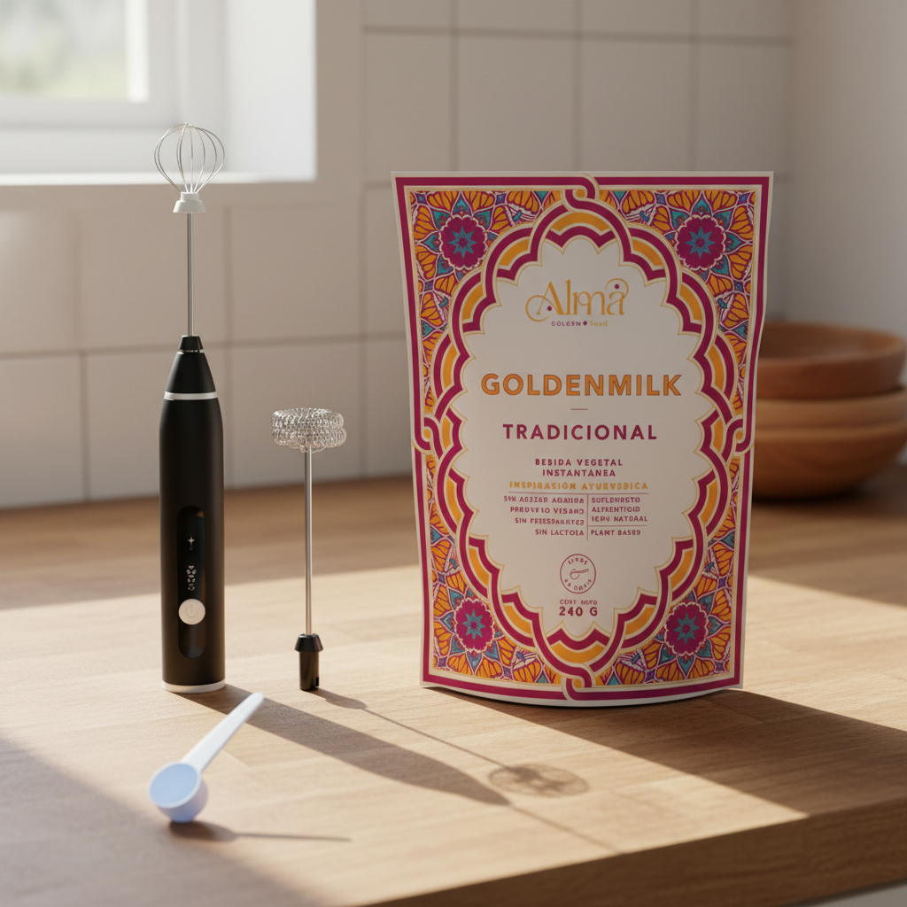 PACK GOLDEN START - Goldenmilk Tradicional 240g + Batidor electrico recargable + cuchara medidora