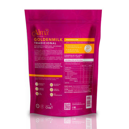 Golden Milk Tradicional instantánea | Leche Dorada vegana en Polvo con Cúrcuma y Especias