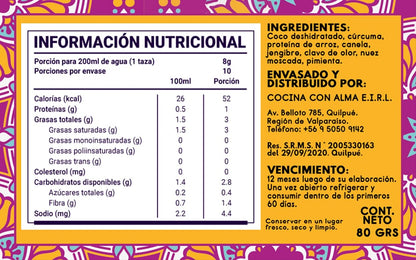 Golden Milk Tradicional instantánea | Leche Dorada vegana en Polvo con Cúrcuma y Especias