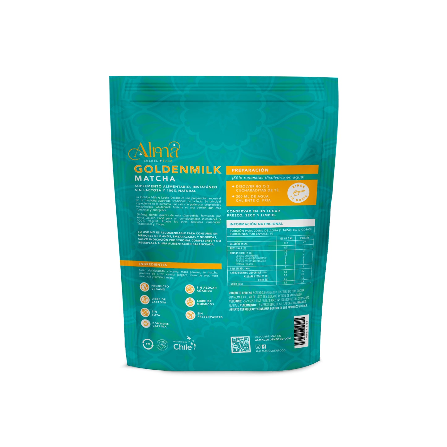 Golden Milk Matcha 80 gr. Leche Dorada