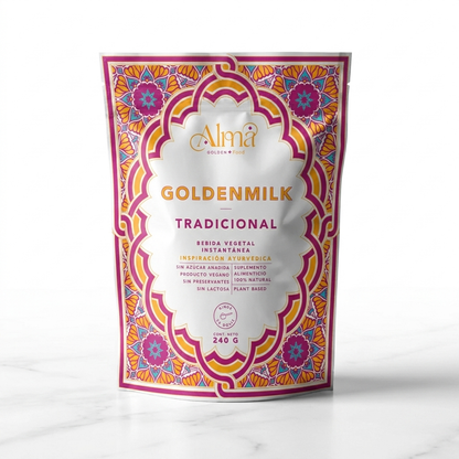 Golden Milk Tradicional instantánea | Leche Dorada vegana en Polvo con Cúrcuma y Especias