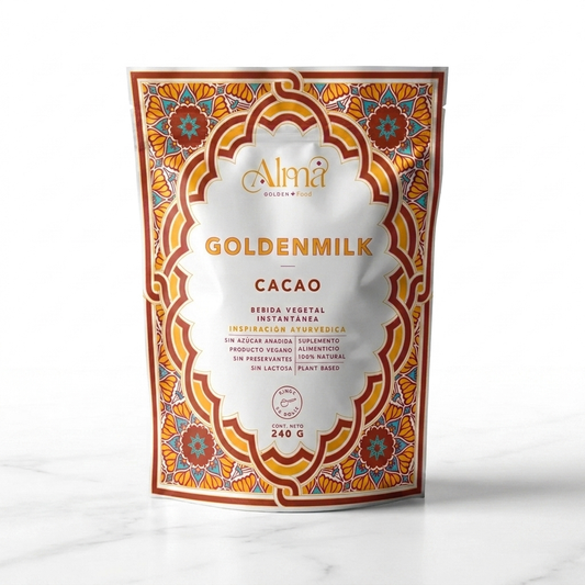 Golden Milk Cacao y Lúcuma instantánea | Leche Dorada en Polvo vegana
