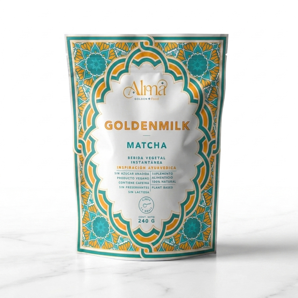 Goldenmilk Matcha y Maca Instantánea | Leche Dorada vegana con Matcha japonés y Maca blanca