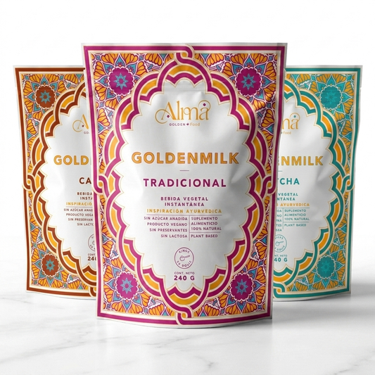 Trío de Golden Milk - Leche Dorada instantánea 3 sabores | Tradicional-Cacao-Matcha