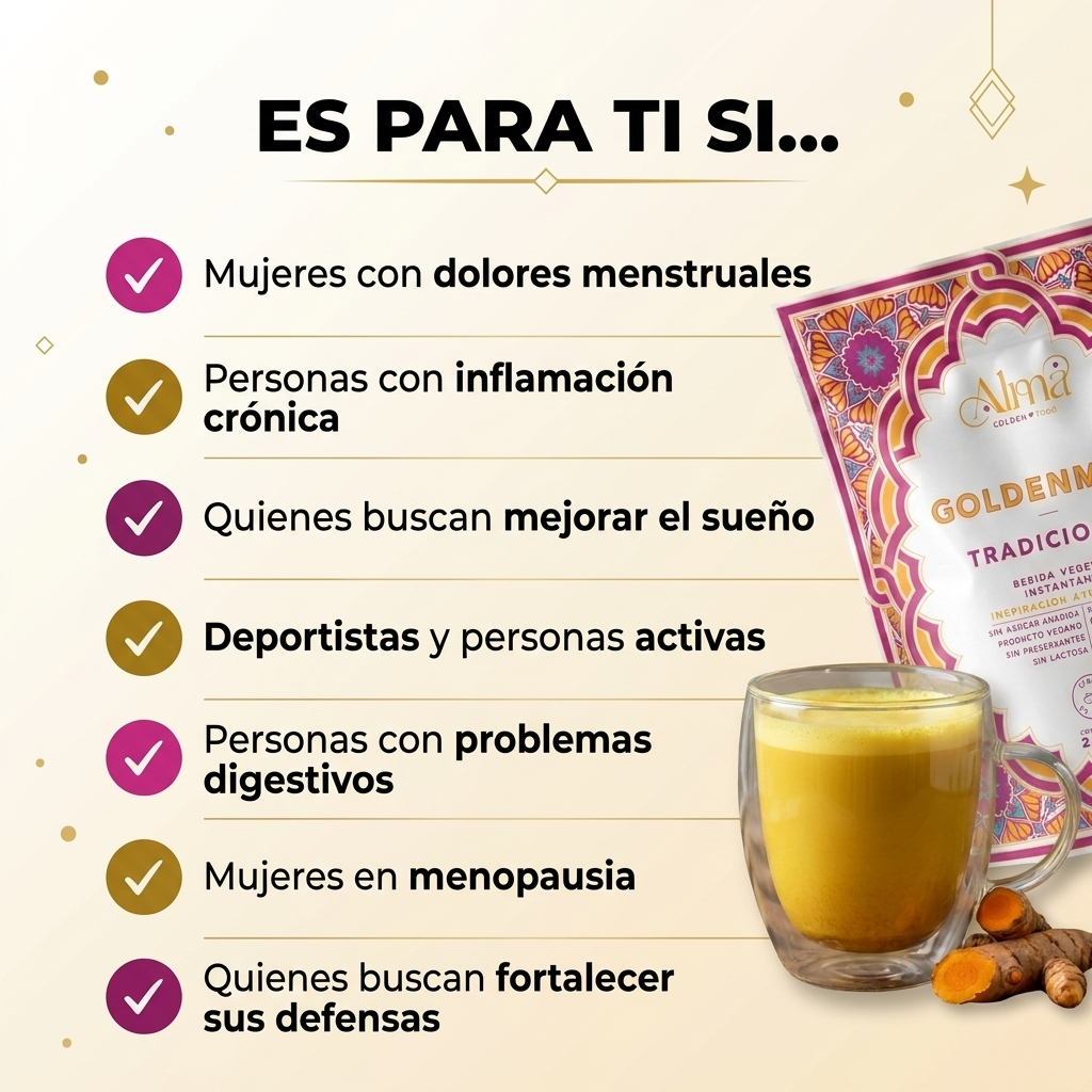 Golden Milk Tradicional instantánea | Leche Dorada vegana en Polvo con Cúrcuma y Especias