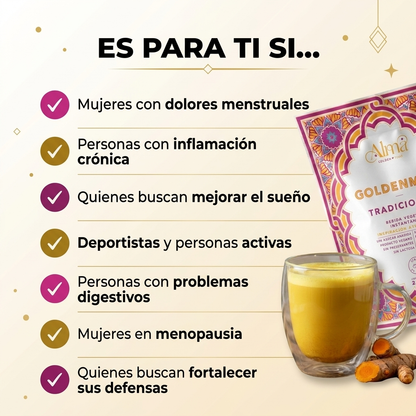 Golden Milk Tradicional instantánea | Leche Dorada vegana en Polvo con Cúrcuma y Especias