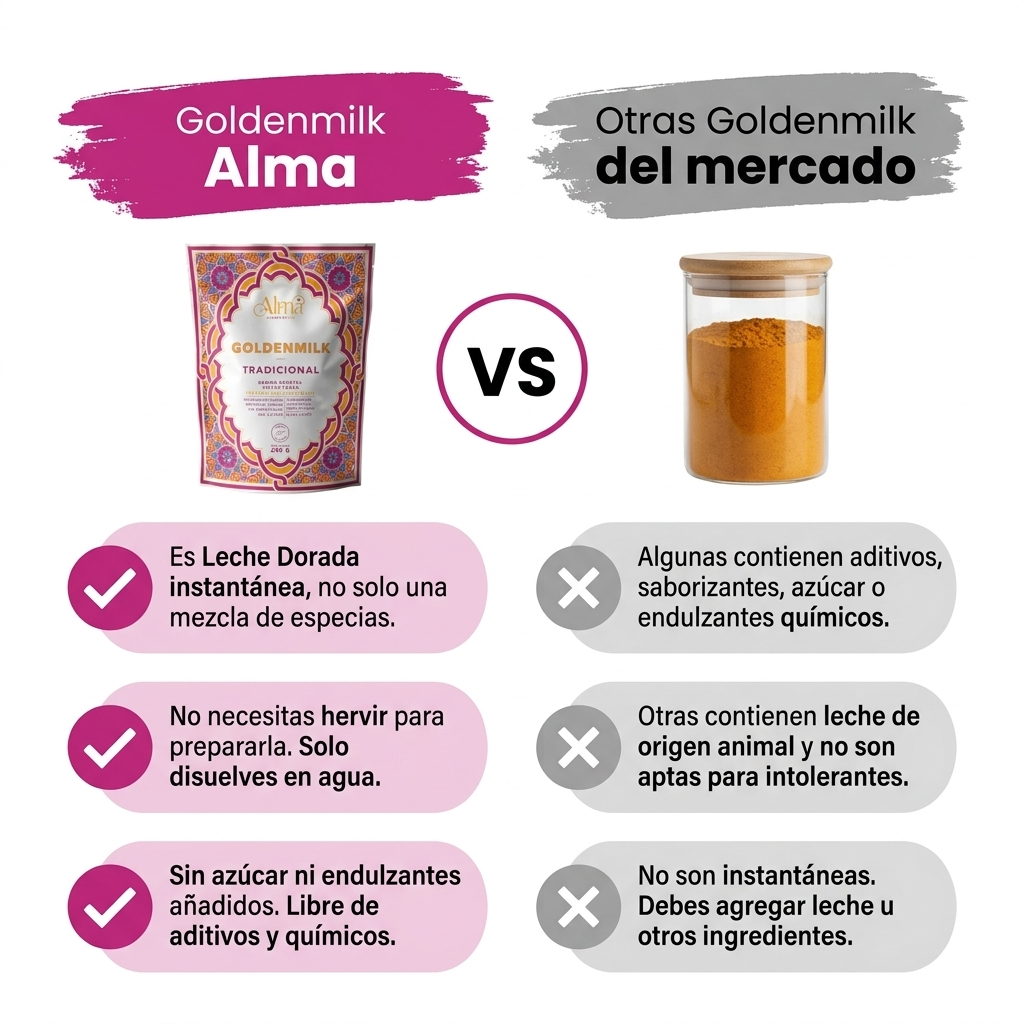Golden Milk Tradicional instantánea | Leche Dorada vegana en Polvo con Cúrcuma y Especias