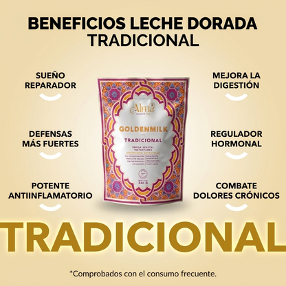 Golden Milk Tradicional instantánea | Leche Dorada vegana en Polvo con Cúrcuma y Especias