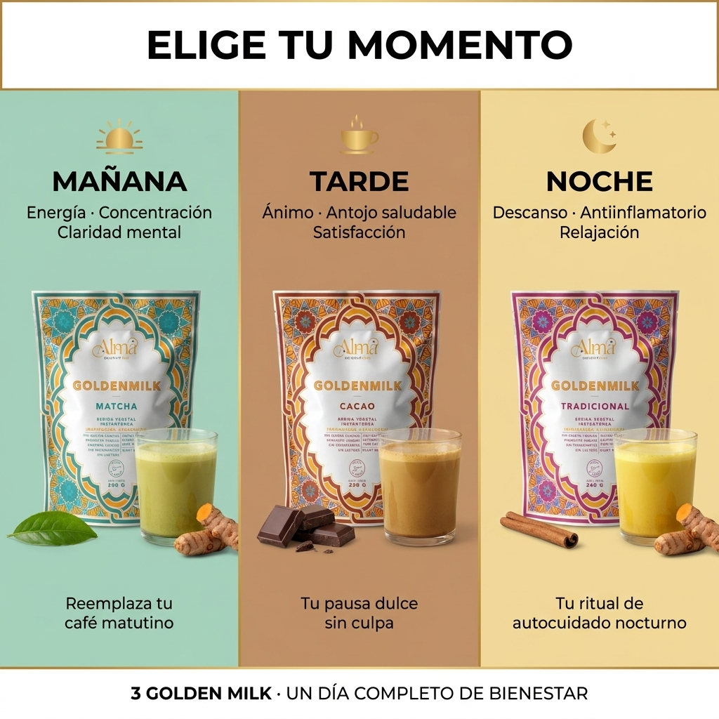 GoldenBox de Golden Milk Instantánea 80g. + Accesorios | Tradicional + Cacao + Matcha | Batidor Eléctrico Recargable | Sorpresas