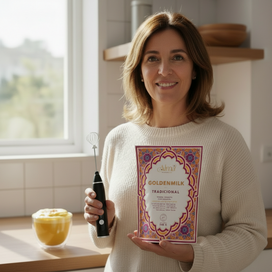 PACK GOLDEN START - Goldenmilk Tradicional 240g + Batidor electrico recargable + cuchara medidora